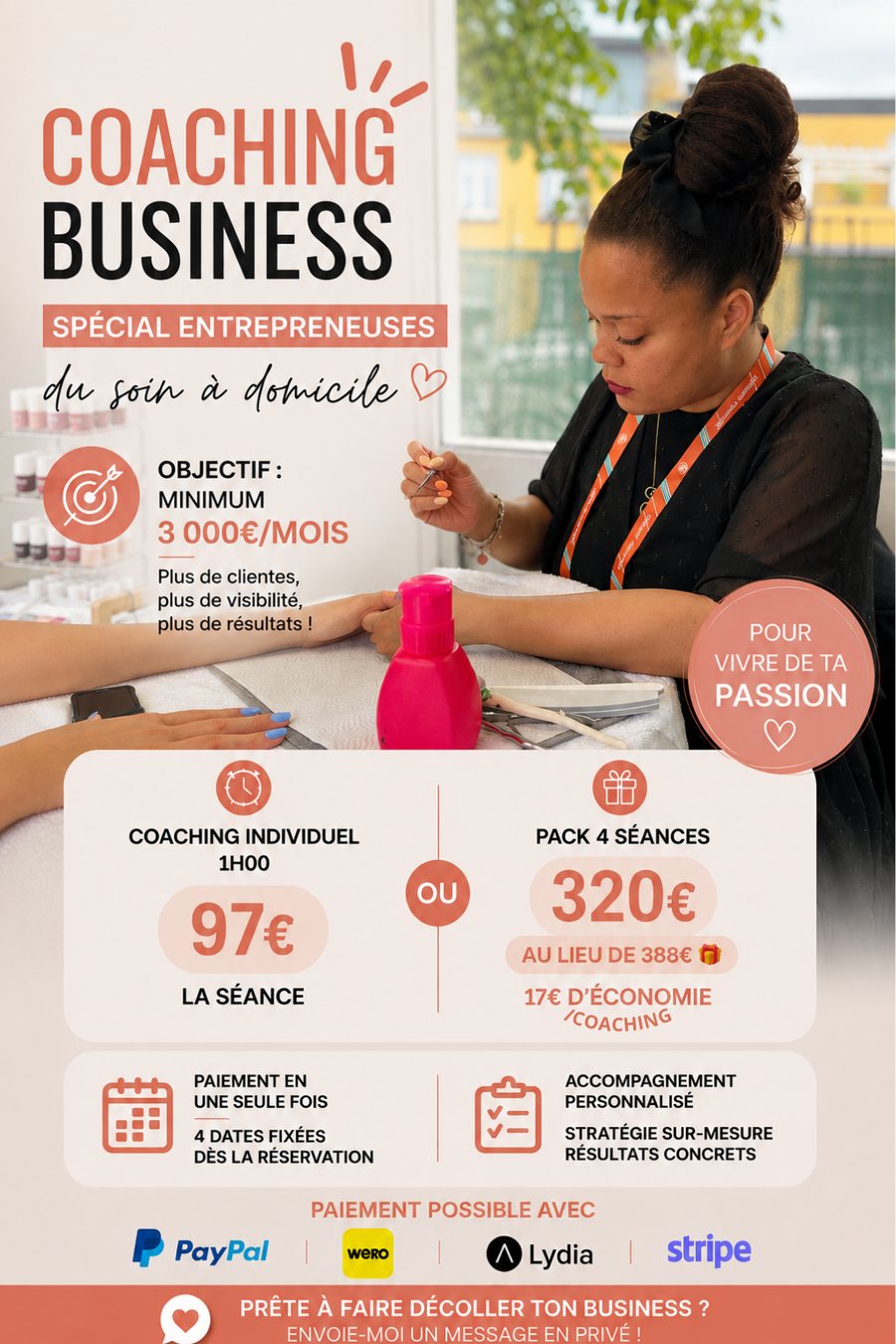 Coaching Business, spécial entrepreneuses du soin à domicile — objectif minimum 3 000€/mois